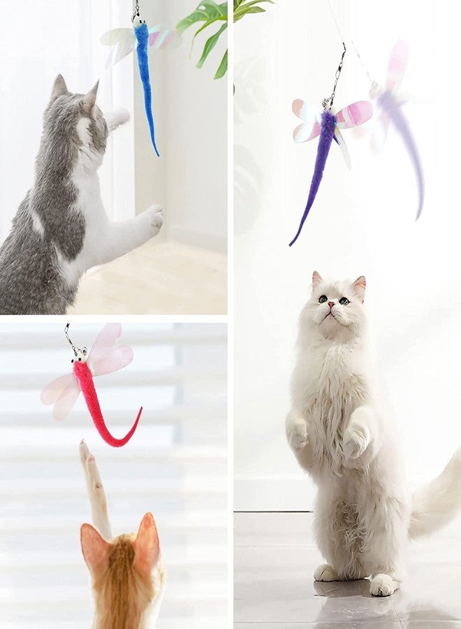 Hokoad Cat Big Eye Dragonfly Toys Replacement Cat Toy Wand Refills, 6 Pieces Big Eye Dragonfly Cat Toy Feathers Refill, Interactive Cat Teaser Wand Attachments, with Bell - Image 5